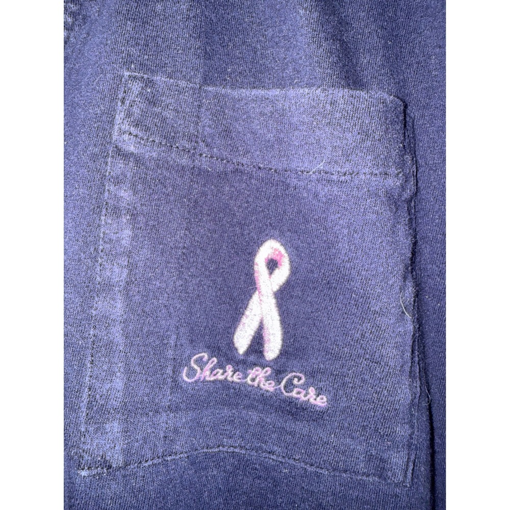 Share the Care Women Navy Blue Breast Cancer Awareness Scrub Set Medium Cotton - Picture 2 of 14